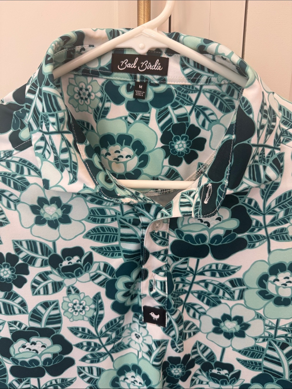 Bad Birdie Men's Teal Floral Print Polo